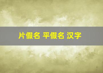 片假名 平假名 汉字